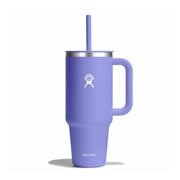 Hydro Flask 40oz lupine travel mug with straw